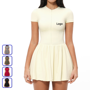 Nouvelle Robe <span class=keywords><strong>de</strong></span> Tennis 2026 à Demi-Zip Manches Courtes Coupe Trapèze Taille Ajustée Séchage Rapide avec Poches Latérales Effet Seconde Peau pour le Tennis et le Pickleball - Product Image 1