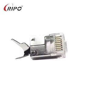Cat5e/Cat6 <b>Shielded</b> RJ45 Connector 8P8C Gold-Plated for FTP STP <b>Ethernet</b> <b>Cable</b> with Spline Insert - Product Image 1