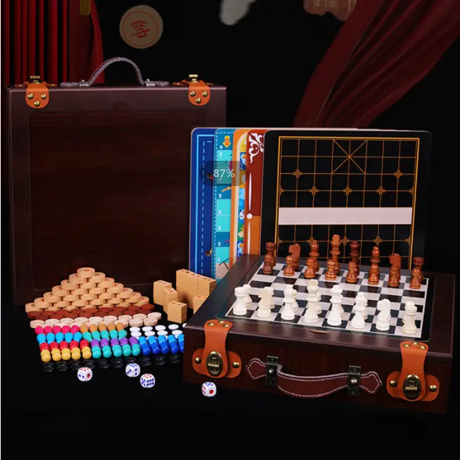 15 в 1 унисекс деревянный Шахматный набор настольная игра для детей и взрослых с коробкой комнатная Наружная игрушка для возраста от 5 до 7 лет