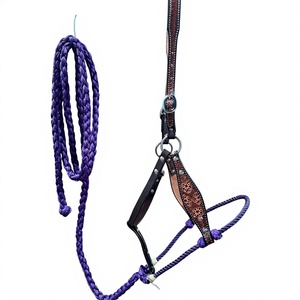 Laisse florale en cuir et corde, robuste et réglable, pour chevaux – Équipement équestre durable et personnalisé - Product Image 5