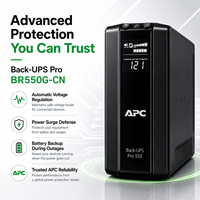 APC Back UPS Pro Line UPS Interactive 550VA 330W avec prises AVR Green Power Saving et conception de batterie remplaçable par l'utilisateur