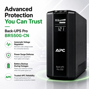 <span class=keywords><strong>APC</strong></span> <span class=keywords><strong>Back</strong></span> <span class=keywords><strong>UPS</strong></span> Pro Line <span class=keywords><strong>UPS</strong></span> Interactive 550VA 330W avec prises AVR Green Power Saving et conception de batterie remplaçable par l'utilisateur - Product Image 1