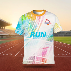 T-shirt de sport respirant à séchage rapide pour homme, coupe ajustée, en polyester, avec impression sérigraphique personnalisée sur le devant, idéal pour la gym, OEM - Product Image 1