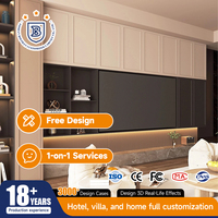 Mueble de TV para Sala de Estar, Mueble de TV Moderno y Lujoso con Chimenea, Mueble de Sala de Estar Personalizado en Madera de Nogal