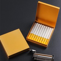 Étui à cigarettes minimaliste en or massif pour hommes, couleur unie, capacité 20 pièces, durable, portable, logo personnalisé, vente en gros