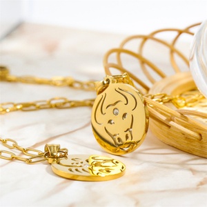 Jewelry Manufacturer Wholesale Zodiac Round Pendant Necklace Custom Cz Zircon Zodiac <b>Charm</b> Necklace - Product Image 3