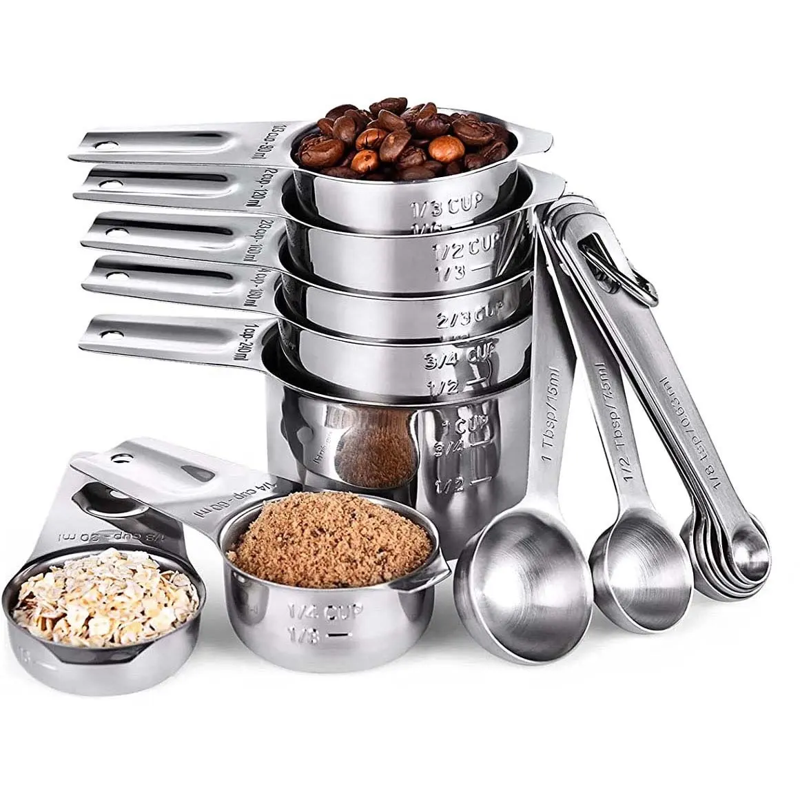 Messbecher Tazas Medidoras Wholesale Hot Sale Custom Kitchen Tools High Quality Stainless Steel Measuring Cups and Spoons Set