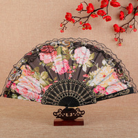 Éventail pliant en dentelle de pivoine en plastique pour femme, idéal pour la danse, les spectacles, la photographie, accessoire photo, entièrement fait main, pour la fête des mères et les remises de diplômes