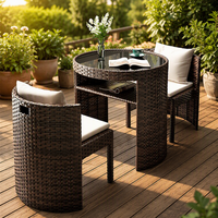 Ensemble bistrot pliable en rotin PE pour balcon et espace extérieur, table et chaises en osier pour patio, jardin et conversation en convivialité