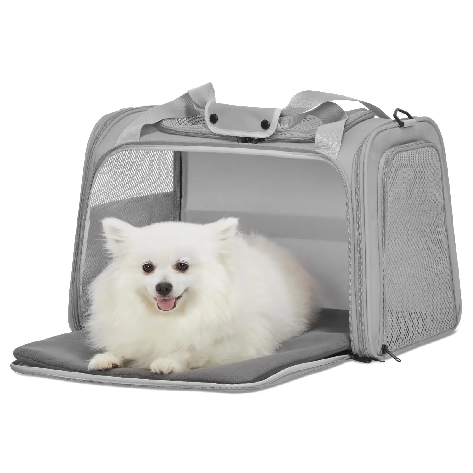 पर्यावरण-अनुकूल थोक बिल्ली कुत्ता उड़ान बैग यात्रा बैग विस्तार योग्य बिस्तर डालने के साथ बिल्लियों कुत्तों के लिए फोल्डेबल कैरी बैग