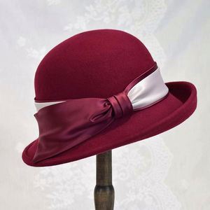 Béret Derby 100% Feutre de Laine pour Femme, Nouvelle Collection, Haute Qualité, Tissu Satiné Tendance avec Bordure Délicate, Idéal pour les Occasions Décontractées, les Fêtes, les Activités de Plein Air et les Voyages - Product Image 2
