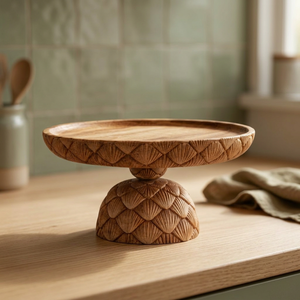 Indian Handmade <b>Wooden</b> Cake Stand Round Dessert Display Pedestal Natural Finish for Wedding Party Baking - Product Image 4