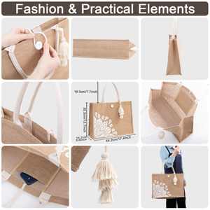 Sac fourre-tout nouvelle tendance avec bouton avec logo en coton sac d'emballage cadeau en jute avec logo personnalisé sac en jute naturelle - Product Image 6