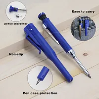 Crayon mécanique pour le travail du bois, 2,8 mm, lot de 3, avec taille-crayon intégré, mine 2B, tête longue pour marquage de trous profonds