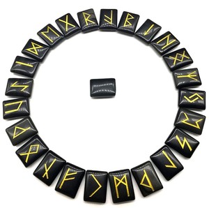 Ensemble de pierres en obsidienne <span class=keywords><strong>Rune</strong></span> noire naturelle feng shui, décoration intérieure - Product Image 1