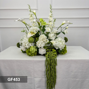 Fleurs artificielles DKB en gros pour décoration florale d'allée <span class=keywords><strong>de</strong></span> mariage, <span class=keywords><strong>bouquet</strong></span> <span class=keywords><strong>de</strong></span> fleurs artificielles vertes et blanches haut <span class=keywords><strong>de</strong></span> gamme pour allée. - Product Image 3