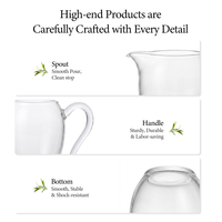 Petit service à thé en verre 280 ml / 9,57 oz, tasse de partage avec poignée en borosilicate pour thé chaud ou froid Gongfu