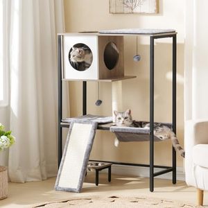 Luxury Multi-Layer Tree with Spacious Condo Waterproof Surface Hammocks Feeding Bowl & <b>Plush</b> Fabric-Indoor Use for <b>Cats</b> - Product Image 1