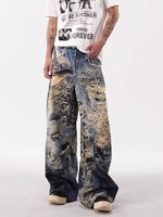Jeans pour hommes avec détails de broderie en X, pantalon en denim à broderie croisée, coupe skinny, pantalon noir, streetwear Y2K, en gros