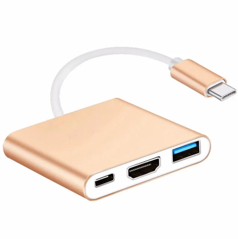 New Hot Selling Customization Attractive Price USB C To HD 4K USB3.0 PD 3 in 1 Hub Type C 3 in 1 Adapter For Laptop PC