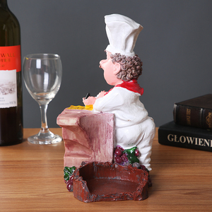 Support à vin créatif pour chef, statue de cuisinier décorative en résine, porte-gobelet, porte-bouteille, accessoire artisanal pour <span class=keywords><strong>bar</strong></span> à domicile - Product Image 4
