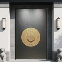 Porte d'entrée de villa haut de gamme de style chinois, antivol, avec construction en acier inoxydable et aluminium sculpté