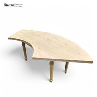 Sunzo Meubles en bois de pin Lune Demi-ronde Hôtel Événement Serpentine Table en bois de mariage