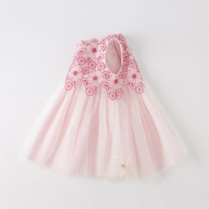 DB2235578戴夫贝拉夏季女婴可爱网眼公主裙儿童女童紫色花朵刺绣装饰连衣裙 - Product Image 3