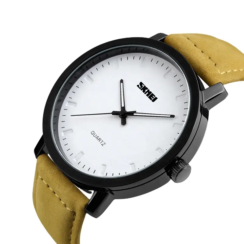 SKMEI 1196 Classic Leather Belt Watch Custom Quartz Movement Waterproof Dial Simple Watches Men Wrist Brand