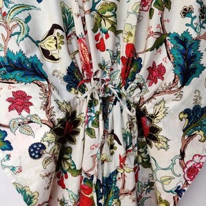 Relaxed Fit Floral Print Kaftan <b>Dress</b> Women's <b>Long</b> <b>Dress</b> <b>Boho</b> Style Gathered Drawstring Waist Casual Wear Outfit - Product Image 5