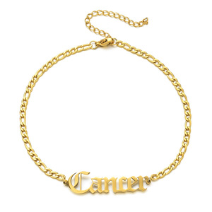 Tobilleras de Acero Inoxidable con Letras Inglesas en Oro de 18K, Adornos para Pies de Mujer, Joyería Simple que Combina con Todo - Product Image 2