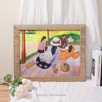 Tableaux Muraux Paysages Européens Fleurs Art Vintage Toile Décoration Murale Mariage Maison Articles de Décoration Cadre en Bois de Luxe