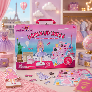 Recyclable Metal <b>Tin</b> Case with Handle Custom Kids Dress-Up Doll Print Empty for Toy Game Set Children Gift <b>Storage</b> Packaging - Product Image 3