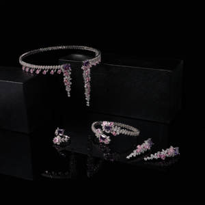 00025 набор женских колье-чокеров с фианитом - Product Image 2