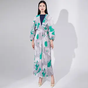 New Arrivals Women Printed Robe Loose Long sleeve Kimono Cardigan Beach Wear Cover Up Silk Satin Overcoat kimonos ladies