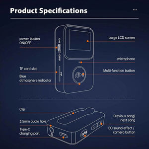 Ultra-Compact Mini Lossless Music Player, 1.2" Screen & TF <b>Card</b> Support for Kids & Sports - Product Image 3