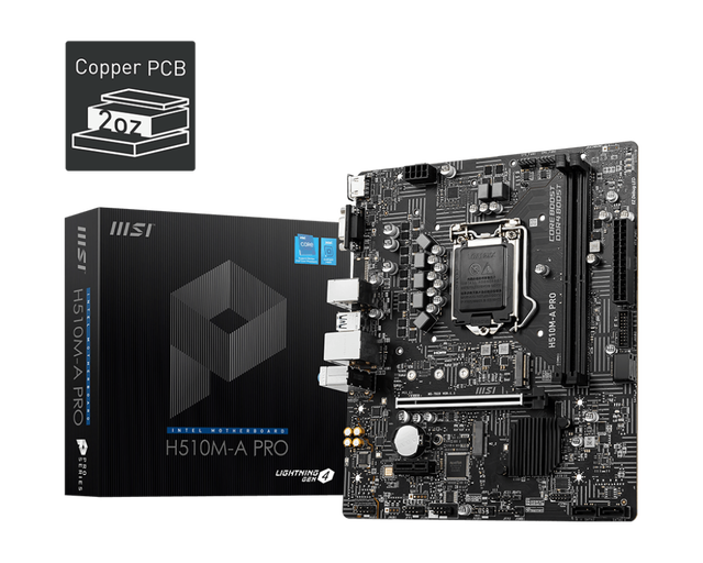 MSI A520M-A PRO Gaming Motherboard (AMD Ryzen 5000, AM4, DDR4, PCIe 3.0, SATA 6Gb/s, M.2, USB 3.2 Gen 1, DVI, Micro-ATX)