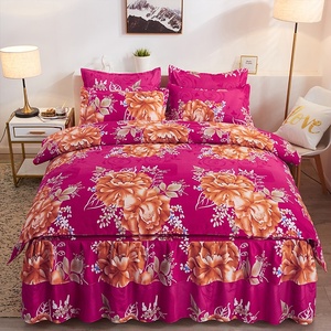 Salida de fábrica china 100% algodón 4 piezas juego de falda de cama de diseñador con juego de funda nórdica tamaño king para dormitorio - Product Image 2