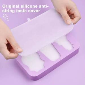 Silikovove cartoon <b>silicone</b> cream mold, multi-shaped ice popsicle making <b>tool</b>, with lid and stick - Product Image 3