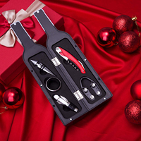 Coffret cadeau d'accessoires à vin modernes et écologiques en acier inoxydable 4 pièces avec tire-bouchon et décapsuleur