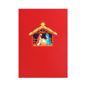 Carte de remerciement de Noël en papier 3D pop-up - Jésus-Christ dans le berceau, image extérieure avec enveloppe - Product Image 6
