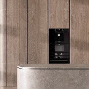 Hình cong hiện đại sẵn sàng để lắp ráp tủ bếp sơn mài màu đỏ với đảo - Product Image 5