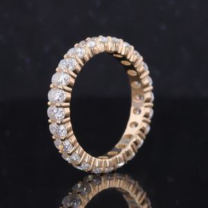 Starsgemファインジュエリー14Kイエローゴールド2.5x3.5mmオーバルカットラボ栽培ダイヤモンドフルセットウェディングリングエタニティバンド - Product Image 2