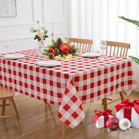 Nappe de Noël à carreaux rouges et blancs, style campagnard, en tissu, pour dîner de Noël, lavable, pour restaurant