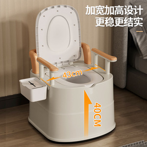 <b>Portable</b> <b>Commode</b> Chair For Elderly And Pregnant With Odor Proof Design Slow Closing Lid Bedside Use Standard Size PP Material - Product Image 5