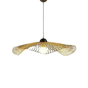 โคมไฟระย้าทรงวงรีแบบตะเกียงไม้ไผ่เอเชียตะวันออกเฉียงใต้  หลอดไฟ LED ขั้ว E27 สำหรับตกแต่งบ้าน โคมไฟห้อยเพดานแบบหัวเดียว - Product Image 2