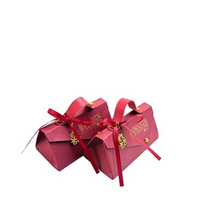 Romantic Wedding Favor Gift Bag <b>Red</b> <b>Paper</b> Small Bag With Ribbon Handle Gold Stamp Logo Magnetic Closure Luxury Packaging Bag - Product Image 3