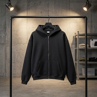 Cardigan Sweat-shirt à Capuche Unisexe en Maille Doublé Polaire 370g, Coupe Oversize, Style Streetwear Américain, Collection Automne Hiver 2026