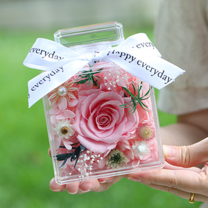Nouveautés : Boîte de parfum Fleur <span class=keywords><strong>Éternel</strong></span>le, Roses Préservées Immortelles Longue Durée (3-5 ans), Forme Carrée, Saint-Valentin, Pâques - Product Image 1