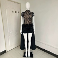 Robe en cachemire à manches courtes, col rond, dentelle florale, style européen et américain, nouvelle collection, très tendance, modèle SB4021